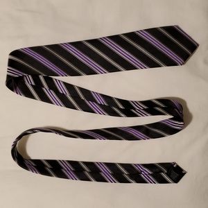 Men's silk Geoffrey Beene Black with purple and silver stripe tie
